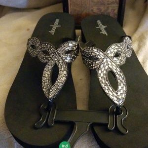 Silver designer print sandals by west loop